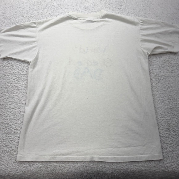 1988 Hanes Fifty Fifty Mens T Shirt World Greatest Dad Graphic White L Vintage - Picture 7 of 8